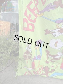 画像4: ROAD RUNNER & WILLE E COYOTE 1970'S "GREEN" TWIN FLAT SHEETS