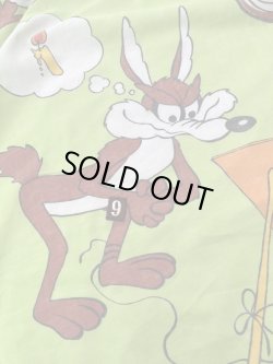 画像8: ROAD RUNNER & WILLE E COYOTE 1970'S "GREEN" TWIN FLAT SHEETS