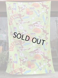 画像2: ROAD RUNNER & WILLE E COYOTE 1970'S "GREEN" TWIN FLAT SHEETS