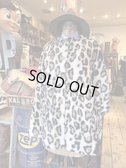 画像1: LEOPARD FAKE FUR VINTAGE PONCHO COAT