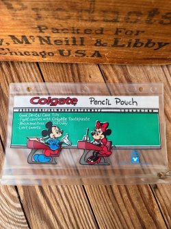 画像1: MICKEY MOUSE & MINNIE MOUSE "COLGATE" 1987'S D.STOCK PENCIL POUCH #1