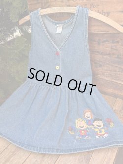 画像1: PEANUTS "MADE IN USA" KIDS DENIM JUMPER DRESS 
