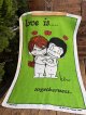 LOVE IS TOGETHERNESS 1970'S LINEN FABRIC