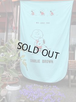 画像1: PEANUTS "WE LOVE YOU🌱CHARLIE BROWN" 1970'S BEDSPREAD