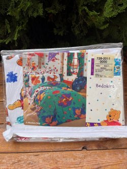 画像1: WINNIE THE POOH "MADE IN USA" D.STOCK TWIN BEDSKIRT #1