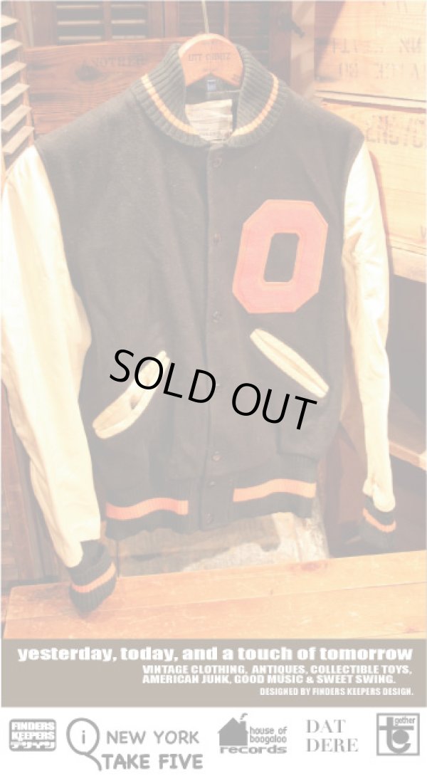 画像1: DELONG LEATHER SLEEVE VARSITY JACKET 