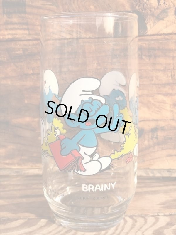 画像1: SMURF 1980'S HARDEES "BRAINY" GLASS 