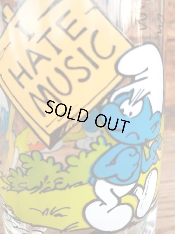 画像3: SMURF 1980'S HARDEES "I HATE ♥MUSIC" GLASS #1