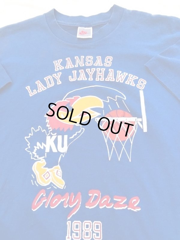 画像1: NIKE "MADE IN USA" 198９'S "KANSAS JAY HAWKS TEAM T-SHIRTS