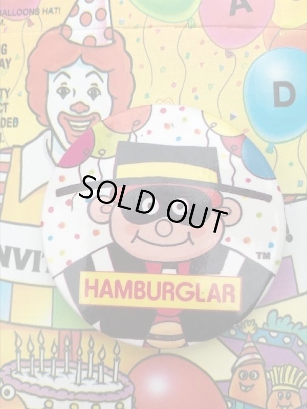 画像1: McDONALD'S "HAMBURGLAR🍔WHITE" PIN BACK BUTTON 