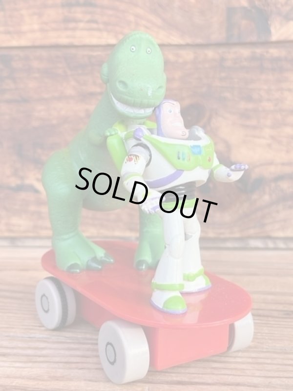 画像1: TOY STORY "BUZZ & REX" PULL BACK SKATEBOARD TOY