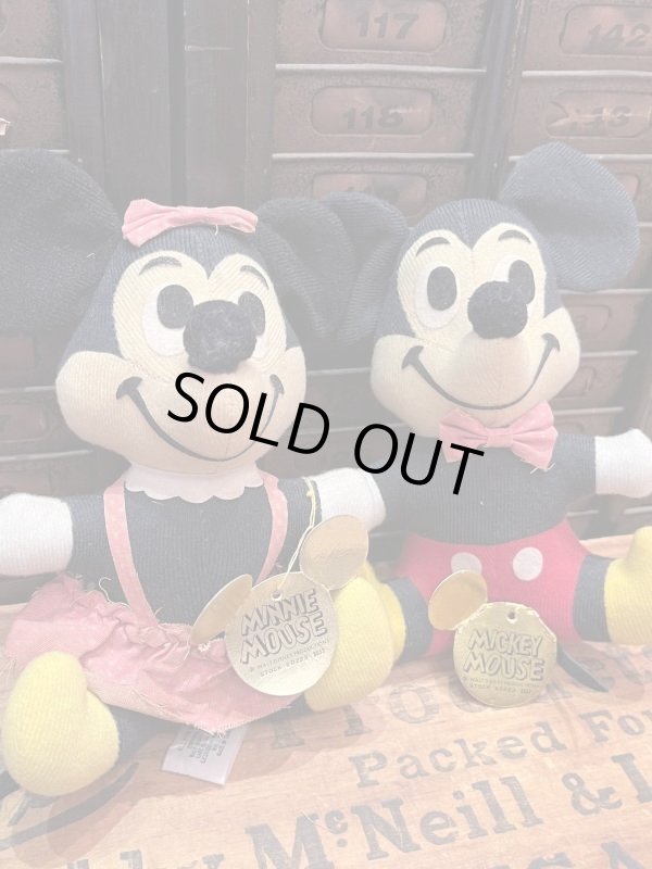 画像1: MICKEY MOUSE🏰MINNIE MOUSE VINTAGE PLUSH DOLL SET