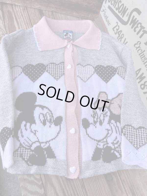 画像1: MICKEY & MINNIE MOUSE KIDS VINTAGE KNIT CARDIGAN