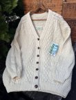 画像1: QUILL'S WOOLLEN MARKET "MADE IN IRELAND" D.STOCK ARAN HAND KNIT CARDIGAN