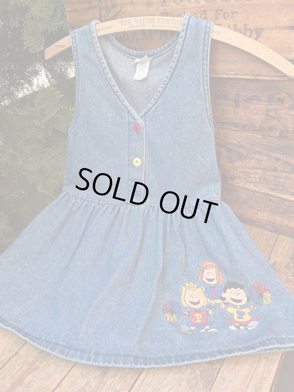 画像1: PEANUTS "MADE IN USA" KIDS DENIM JUMPER DRESS 