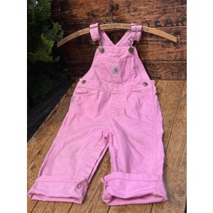 画像:  CARHARTT "PINK" DUCK KIDS USED OVERALLS