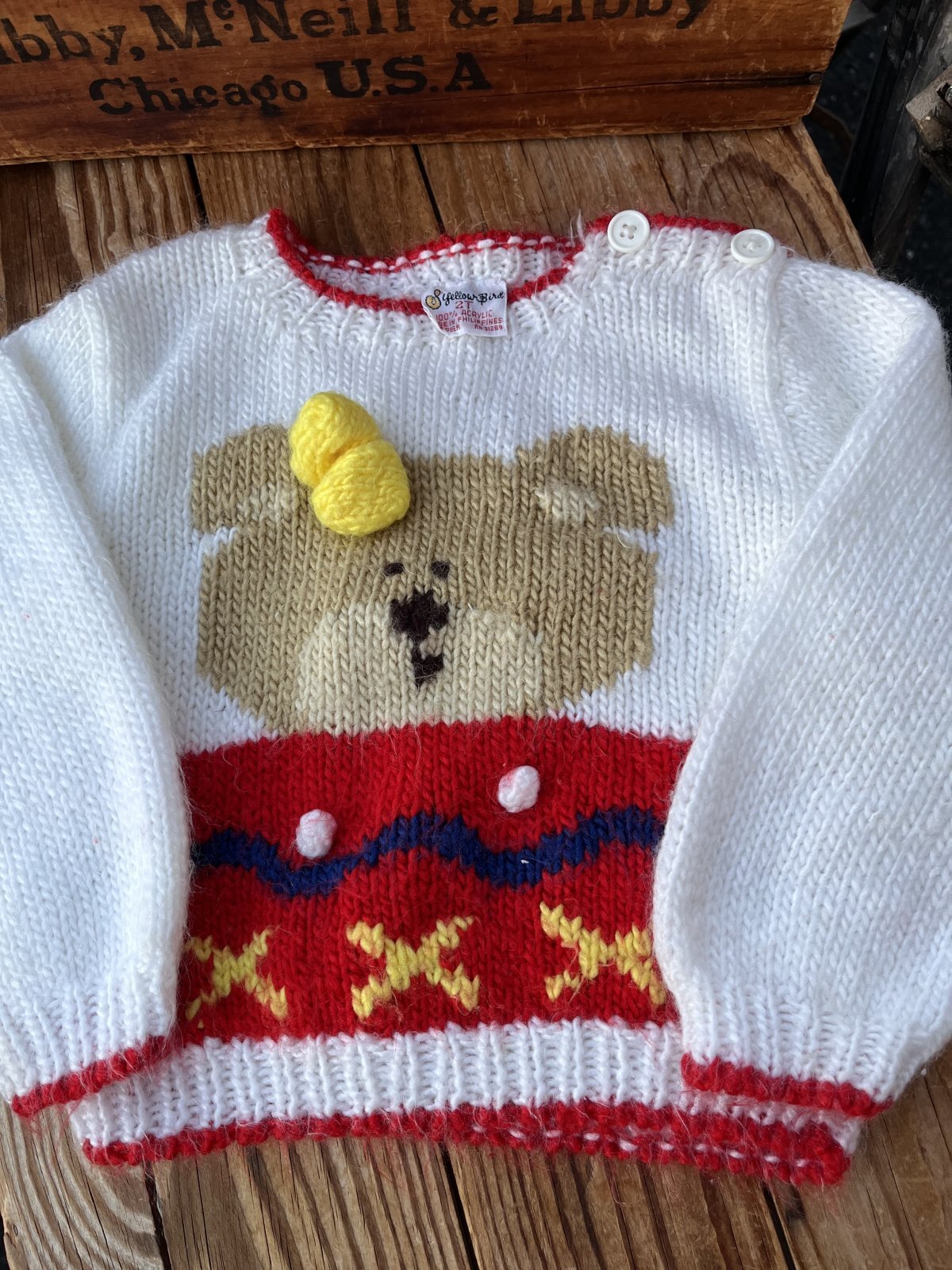 画像1: YELLOW BIRD🐥BEAR🐻KIDS VINTAGE SWEATER