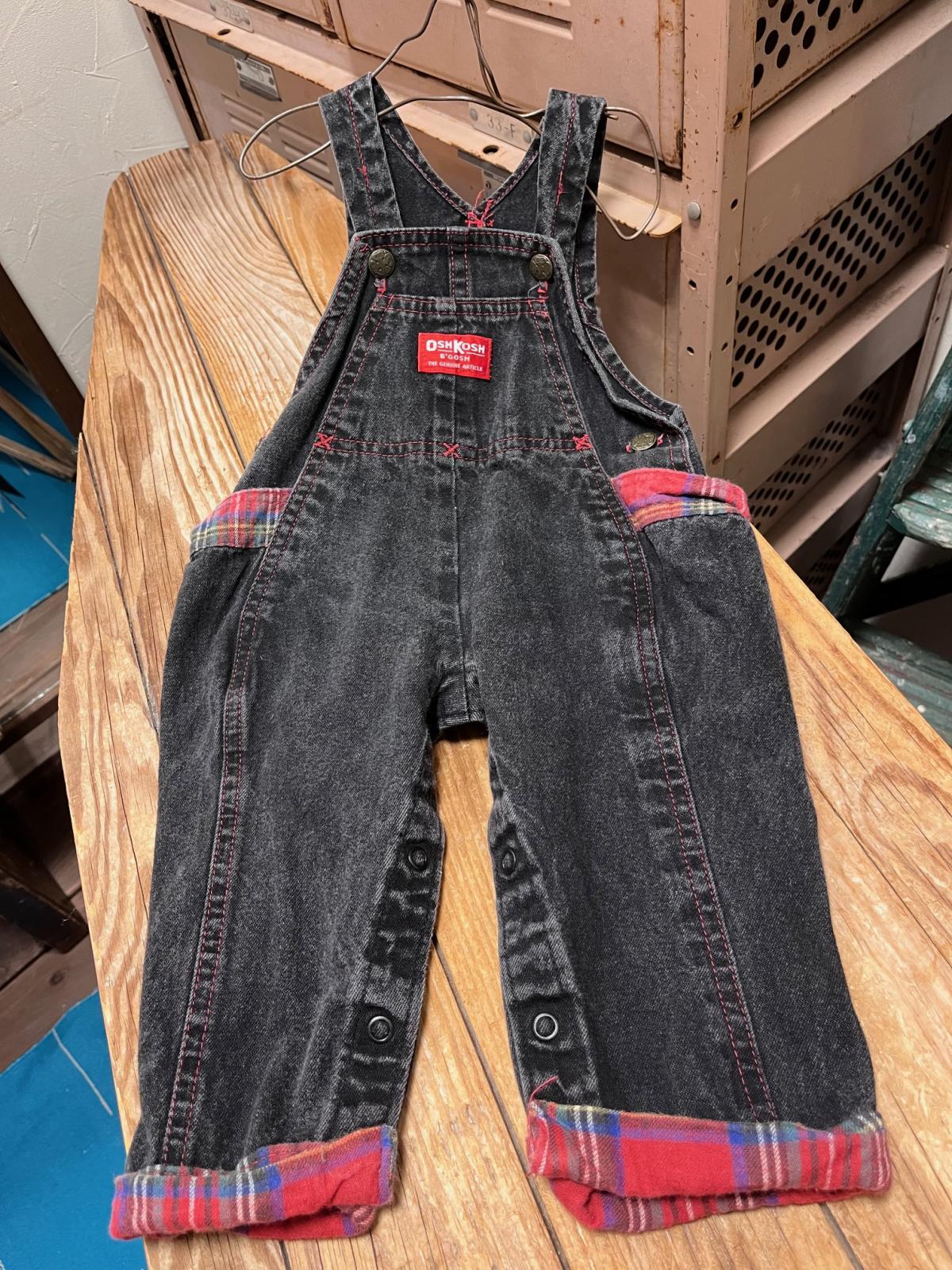 画像1: OSHKOSH "MADE IN USA" KIDS VINTAGE BLACK DENIM OVERALL 