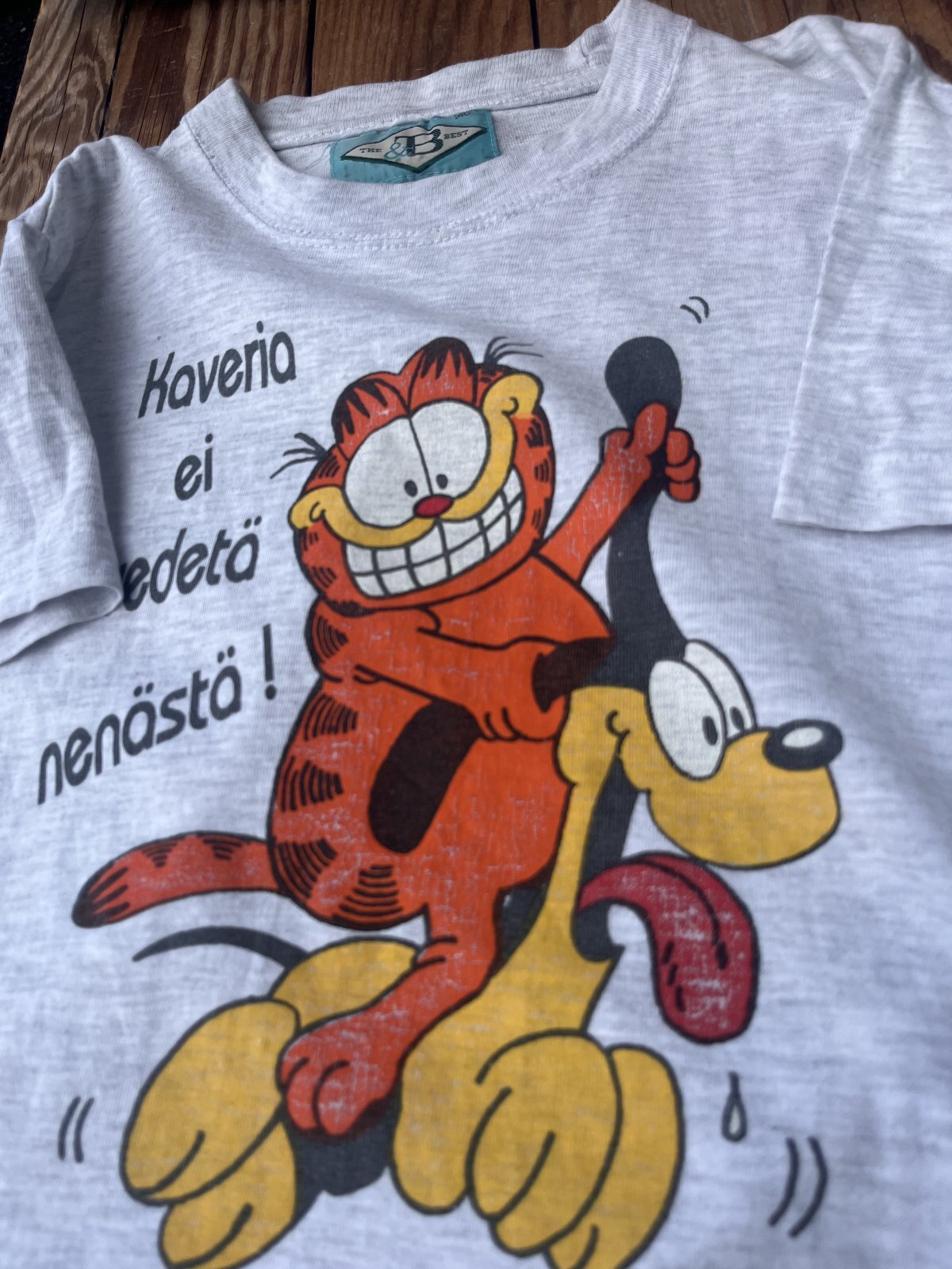 画像4:  GARFIELD & ODIE "FINNISH" KIDS 1990'S T-SHIRTS 