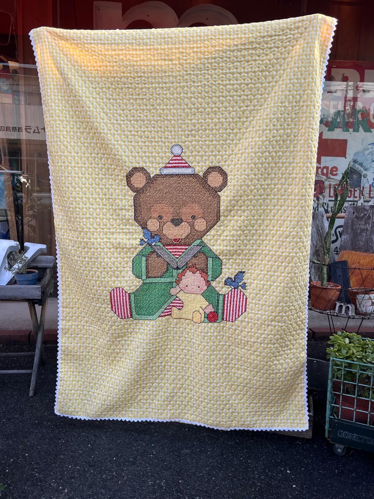 画像2: BEAR (ᵔᴥᵔ) BABY EMBROIDERY VINTAGE QUILT BLANKET